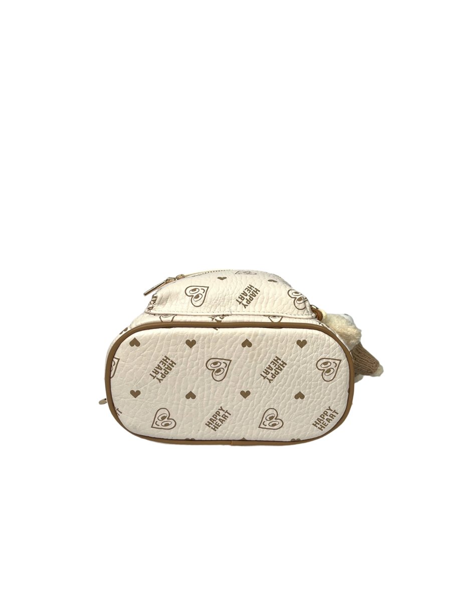 Beige Printed Backpack with Zip