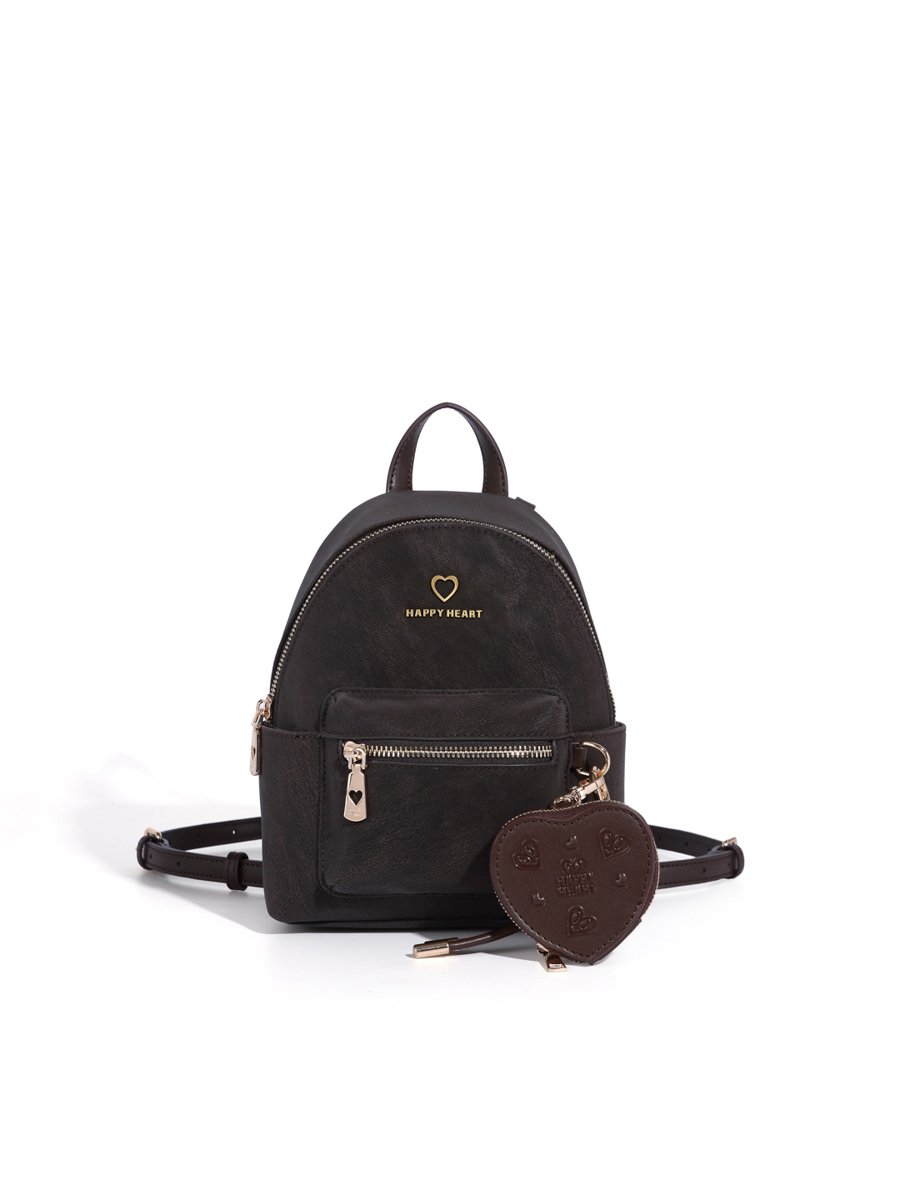 Charcoal Mini Backpack with Heart Charm