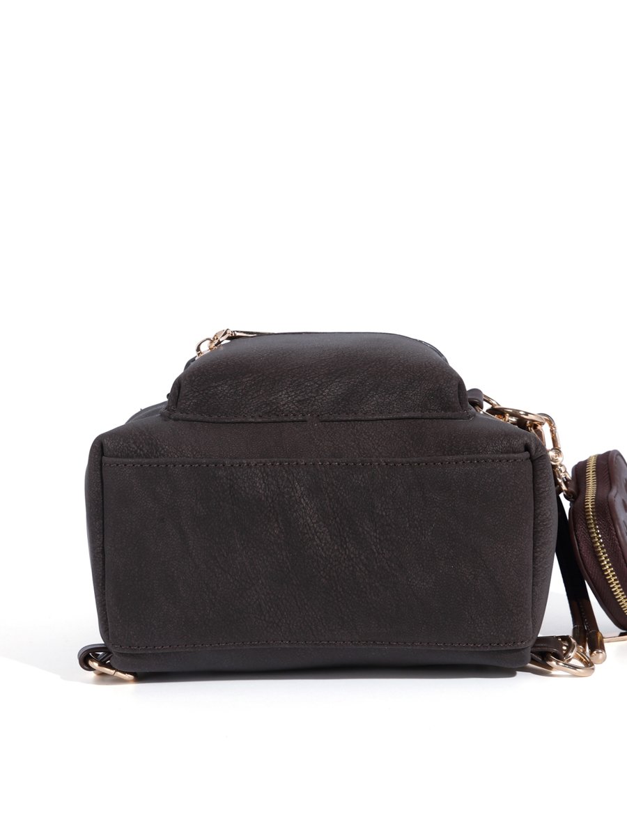 Charcoal Mini Backpack with Heart Charm