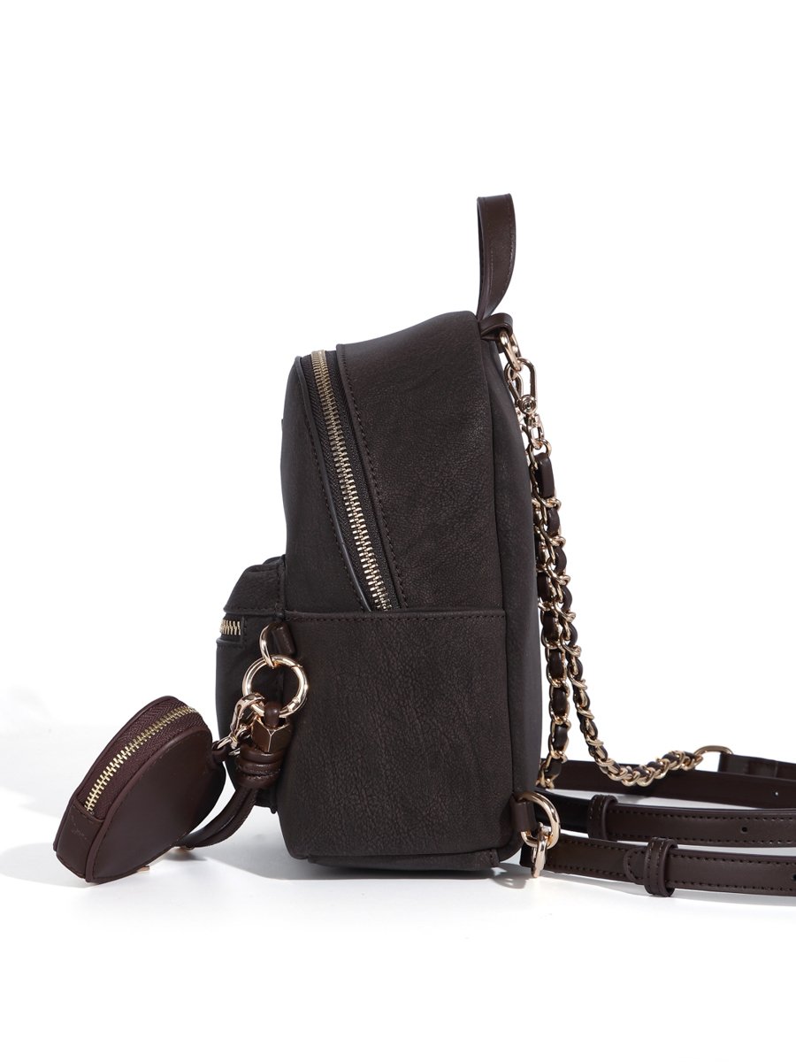 Charcoal Mini Backpack with Heart Charm