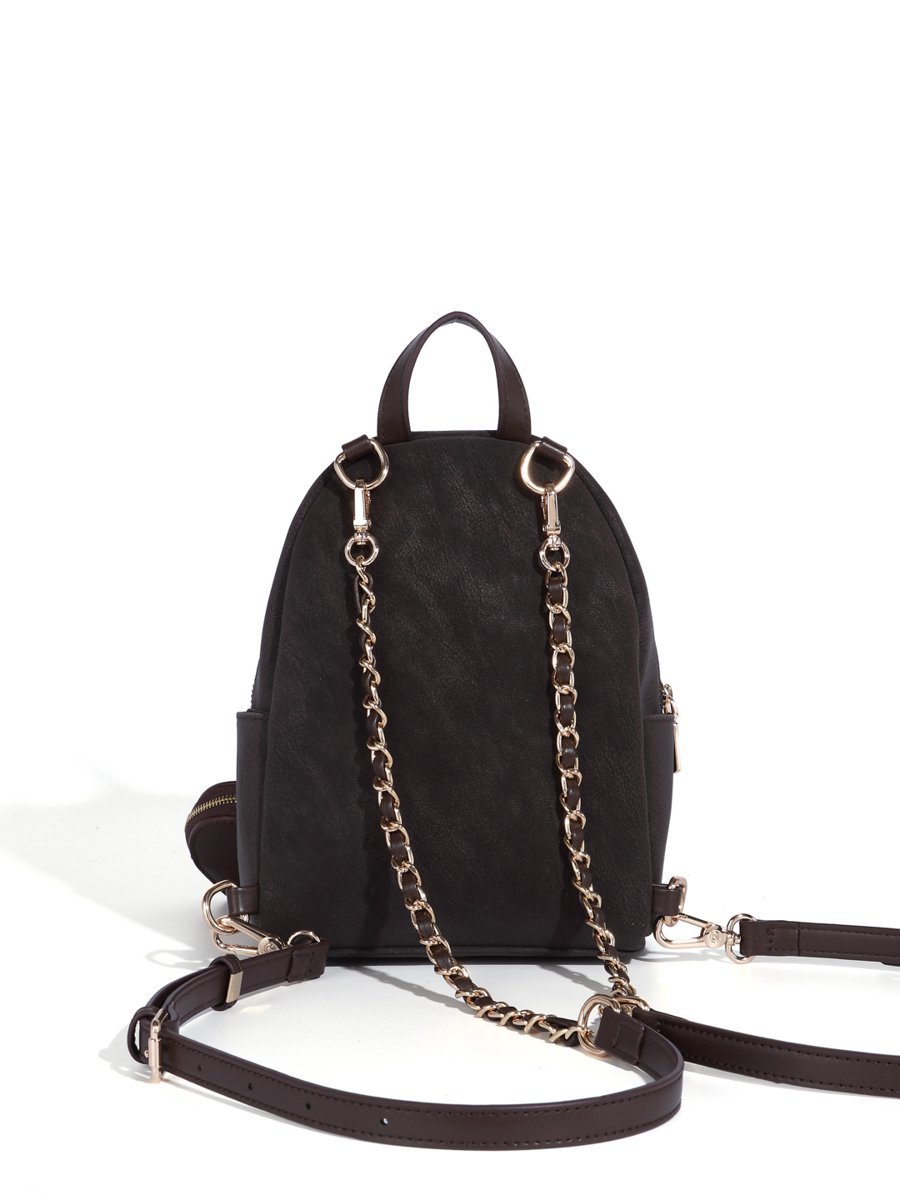 Charcoal Mini Backpack with Heart Charm