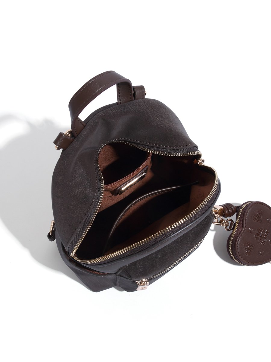 Charcoal Mini Backpack with Heart Charm