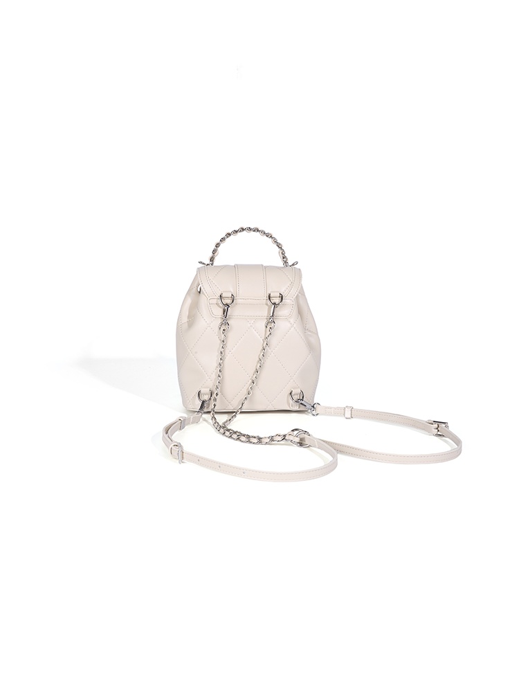 White Quilted Mini Backpack with Heart Clasp