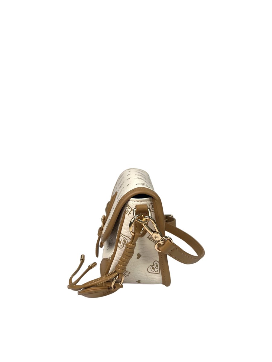 Printed Shoulder Bag with Heart Chamr