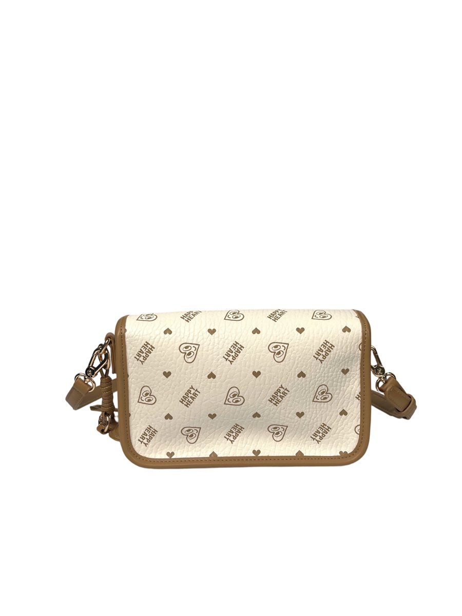 Printed Shoulder Bag with Heart Chamr