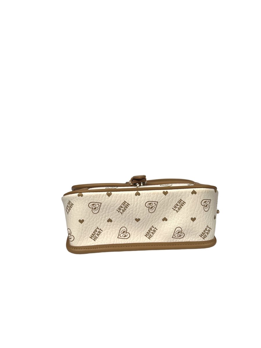 Printed Shoulder Bag with Heart Chamr