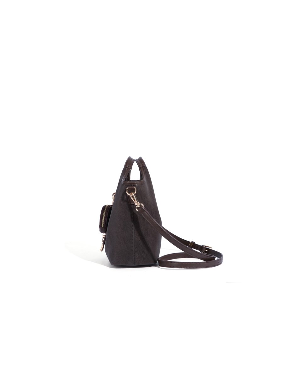 Coffee Brown Plain Crossbody Bag