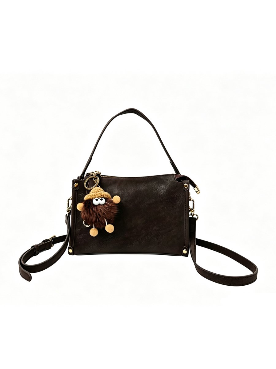 Coffee Brown Plain Crossbody Bag