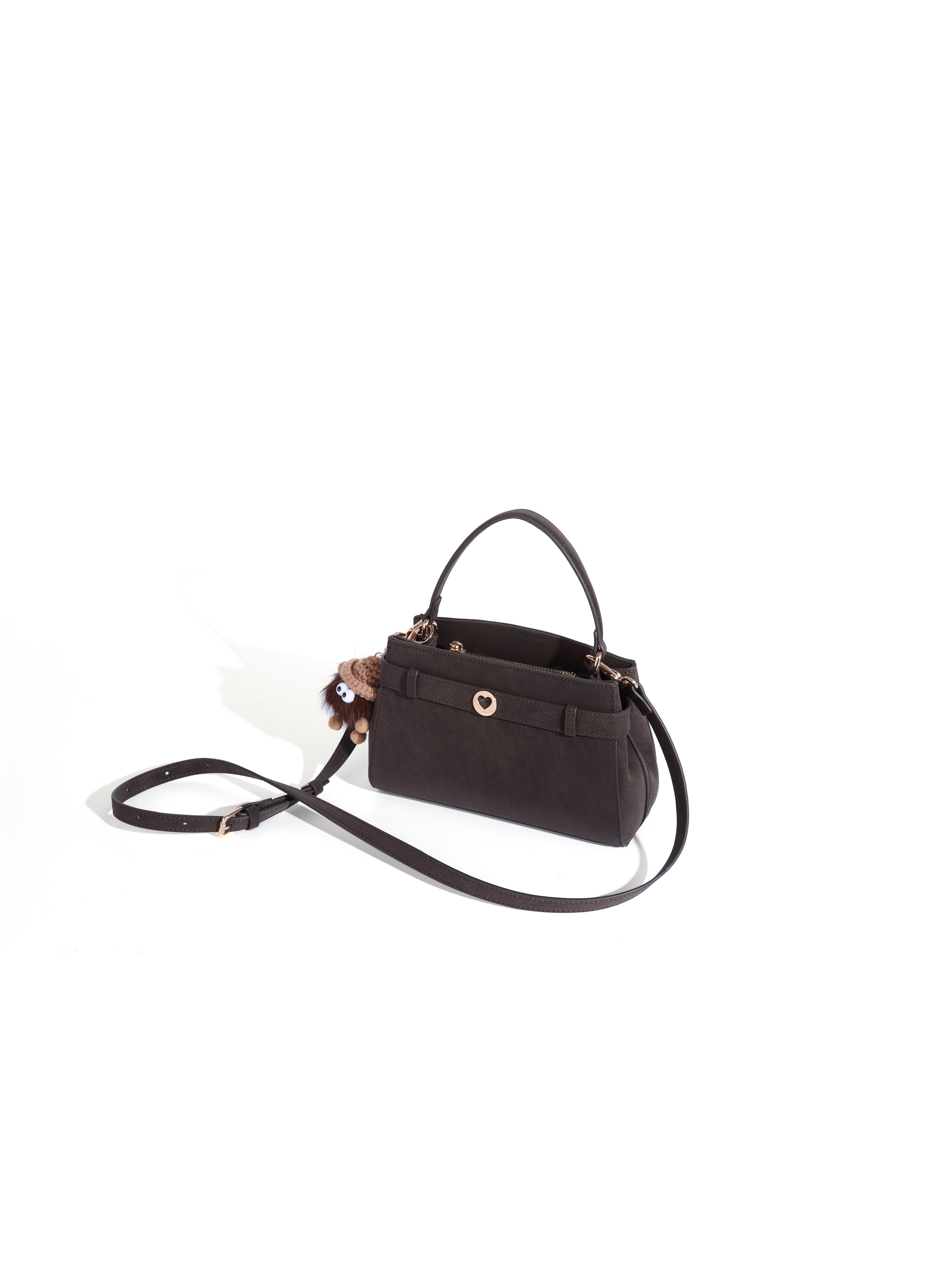 Coffee Brown Plain Crossbody Bag