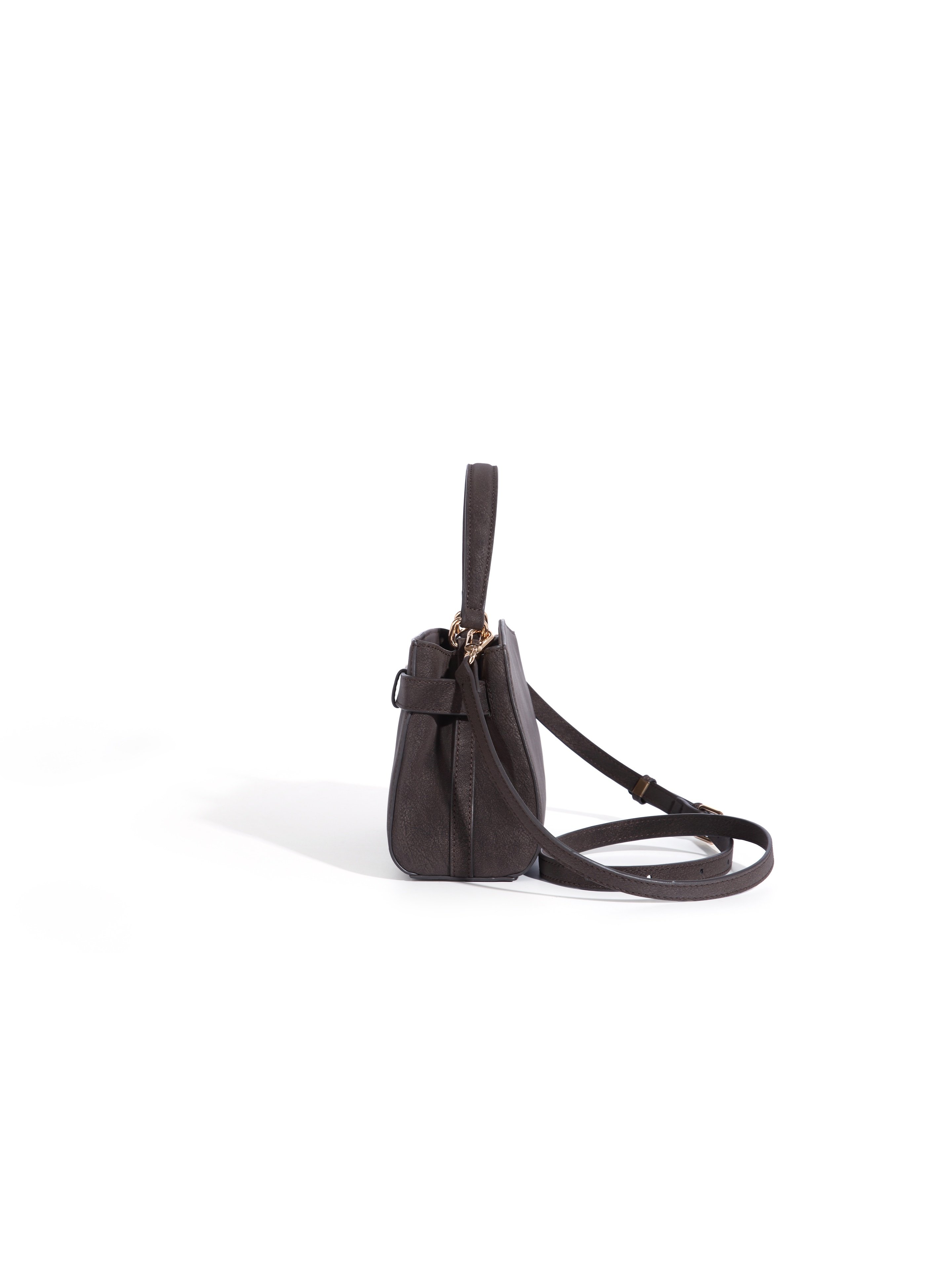 Coffee Brown Plain Crossbody Bag
