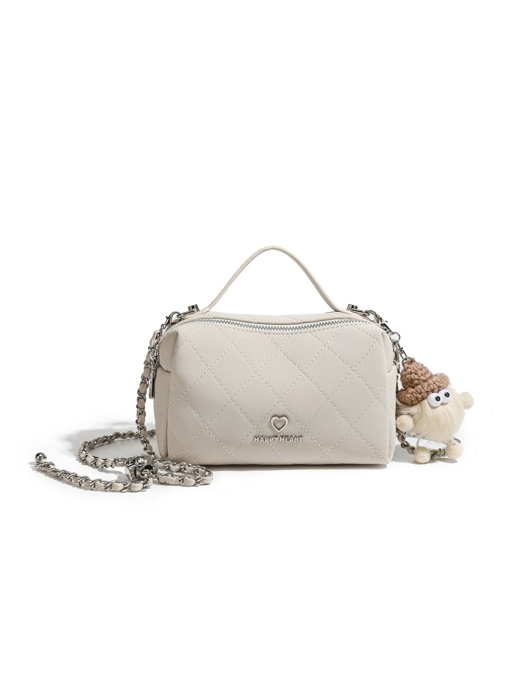 White Quilted Crossbody Bag with Chain Strap