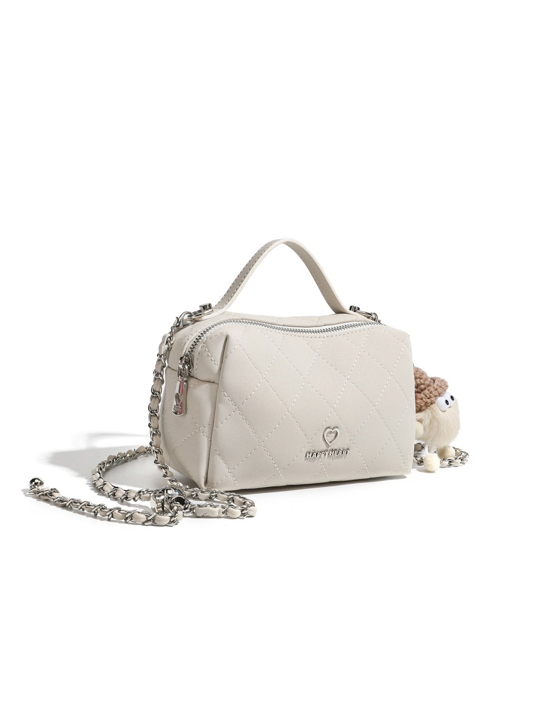 White Quilted Crossbody Bag with Chain Strap