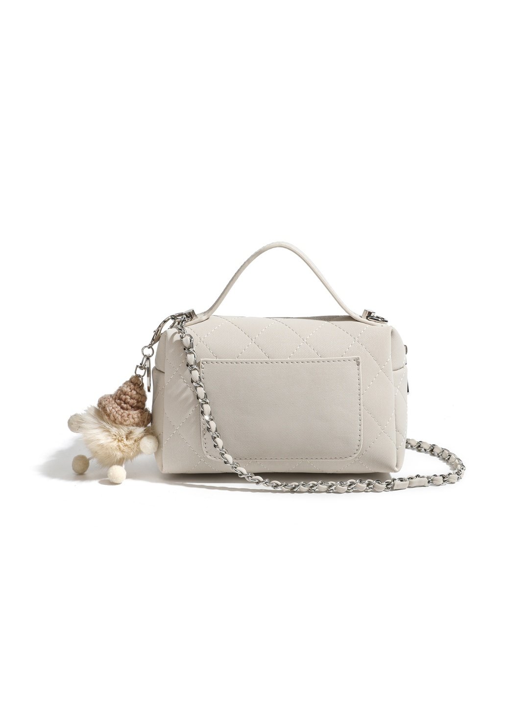 White Quilted Crossbody Bag with Chain Strap