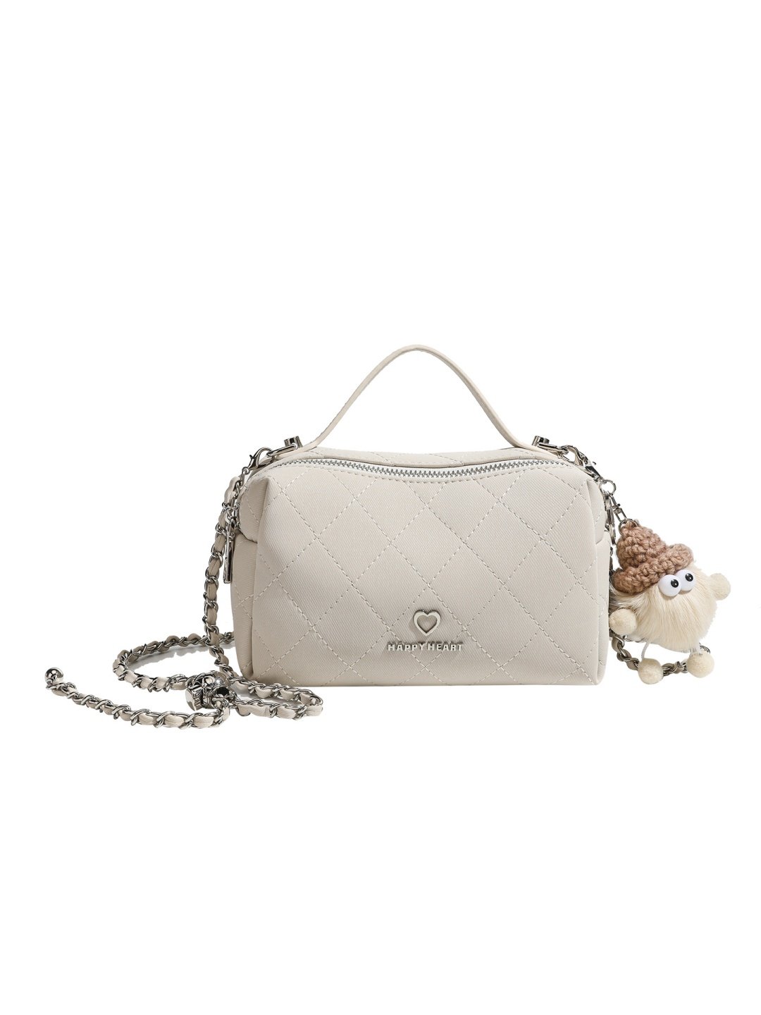 White Quilted Crossbody Bag with Chain Strap