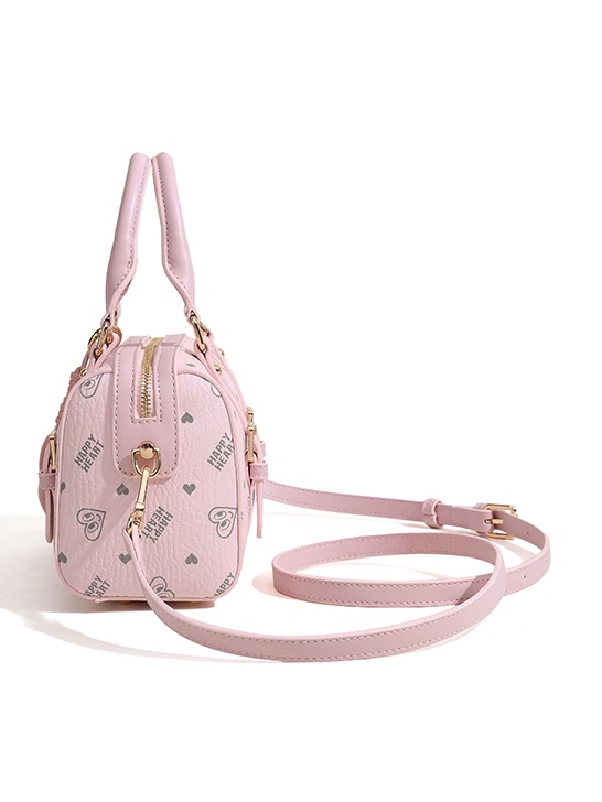 Pink Heart Print Crossbody Bag