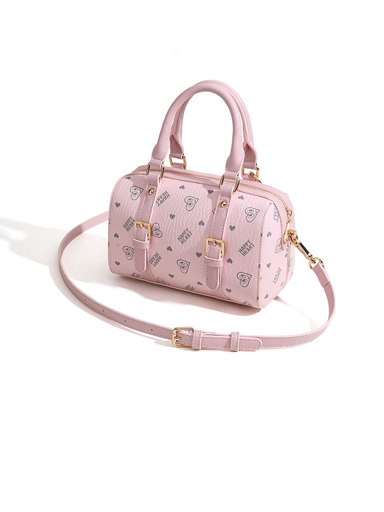 Pink Heart Print Crossbody Bag