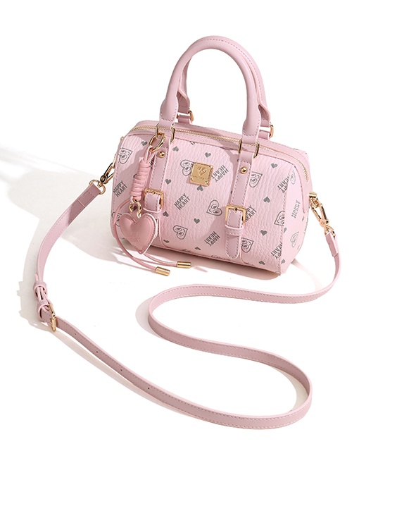 Pink Heart Print Crossbody Bag