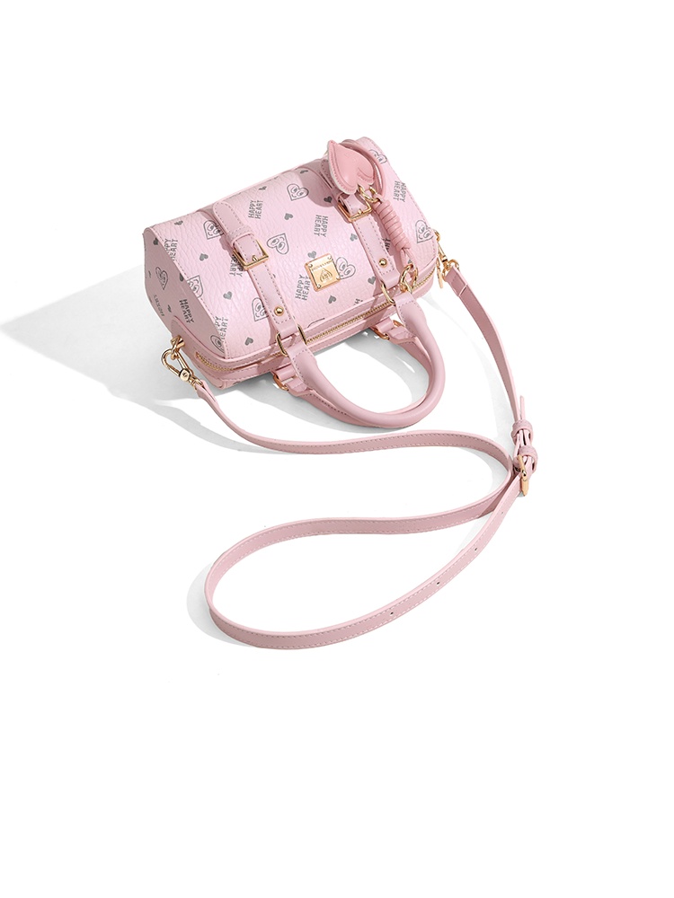Pink Heart Print Crossbody Bag