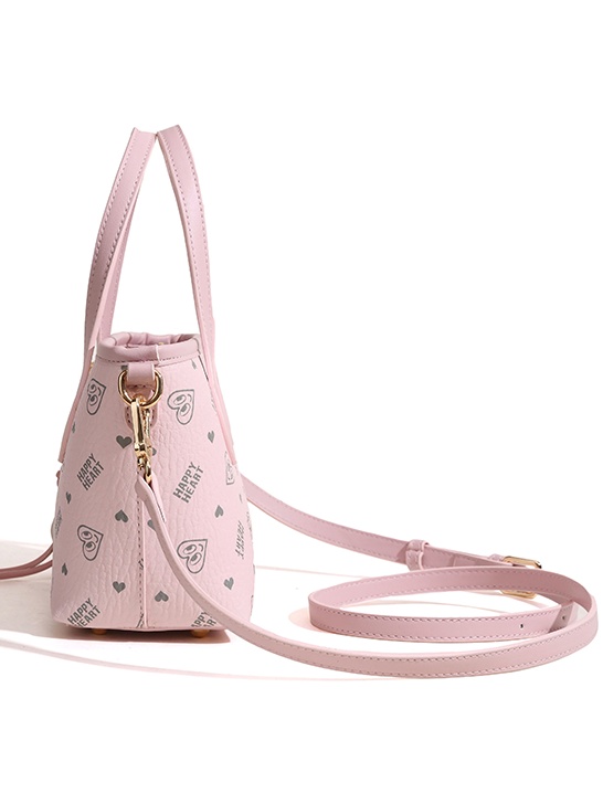 Pink Heart Print Crossbody Bag
