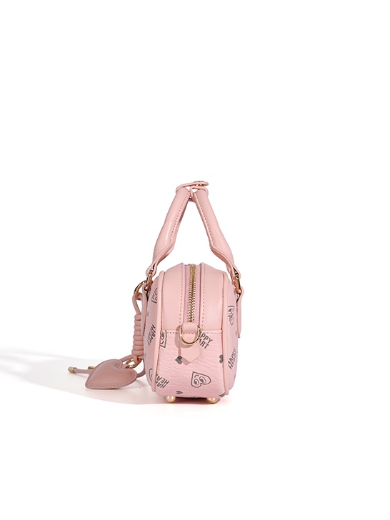 Pink Heart Print Crossbody Bag