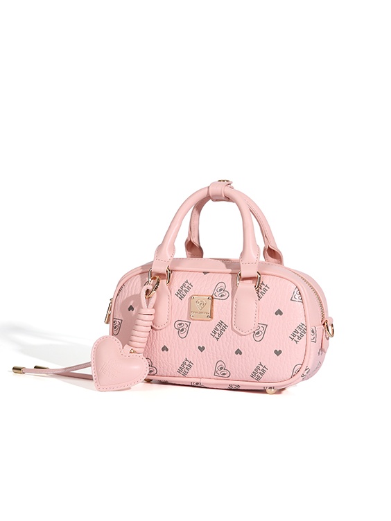 Pink Heart Print Crossbody Bag