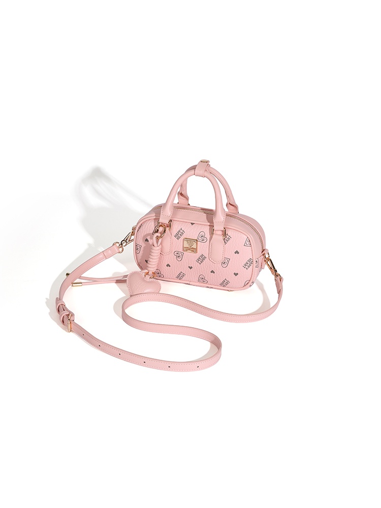 Pink Heart Print Crossbody Bag