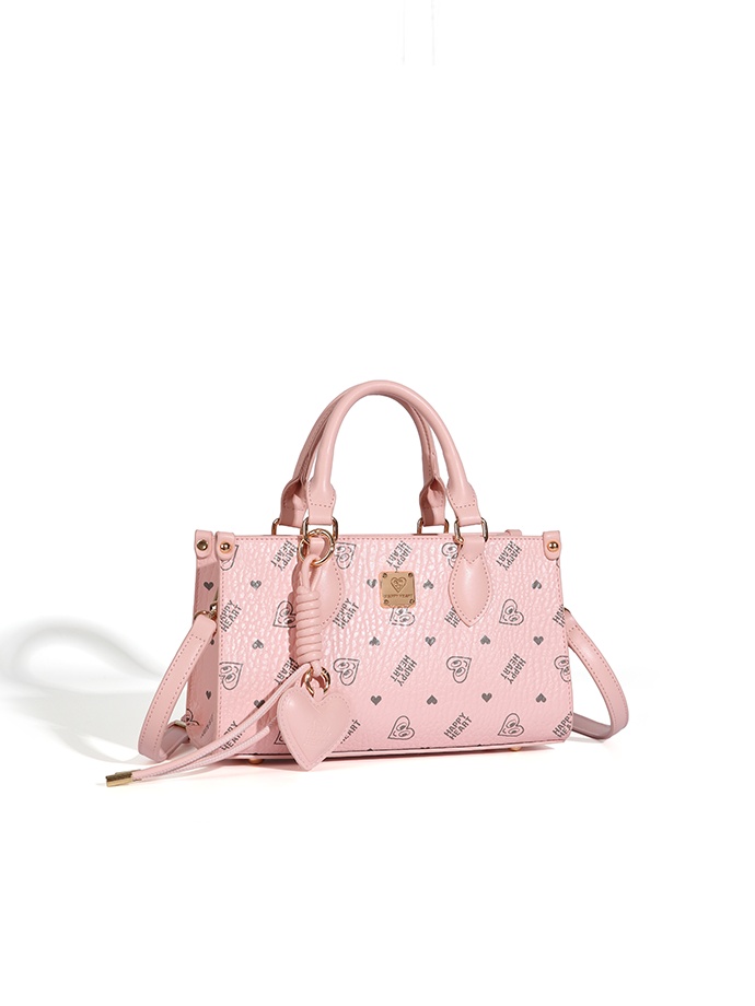 Pink Heart-Print Crossbody Bag