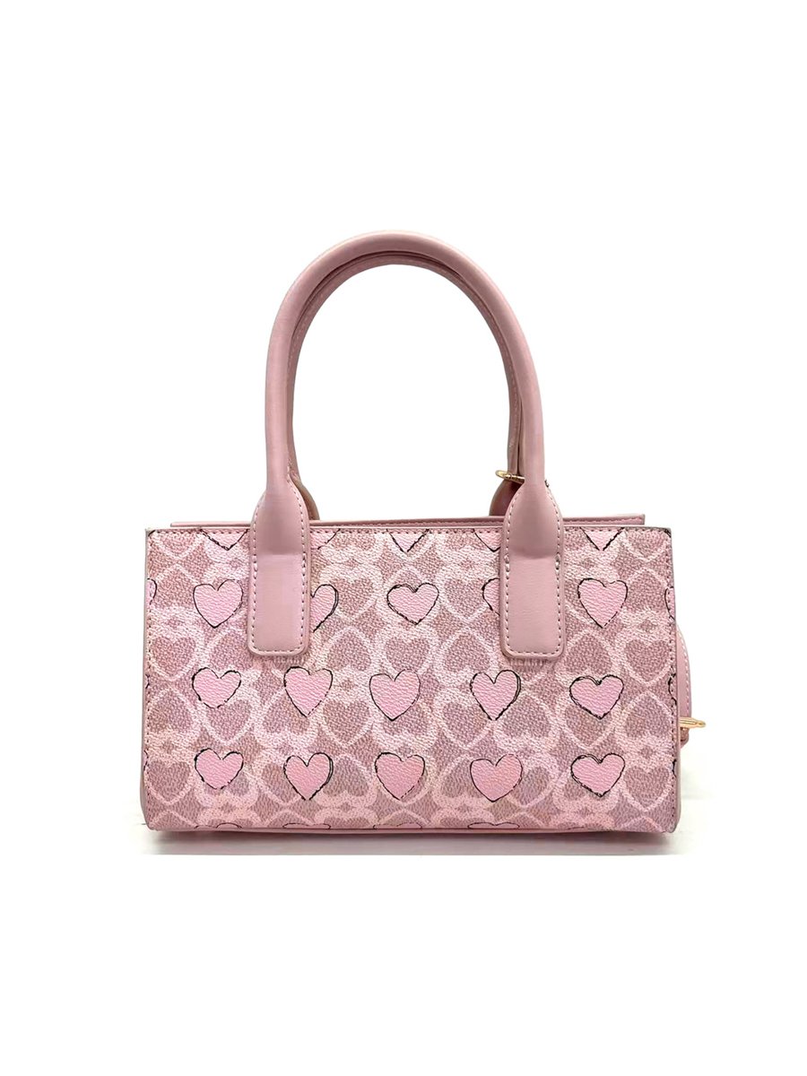 Pink Printed Crossbody Bag with Plush Charm