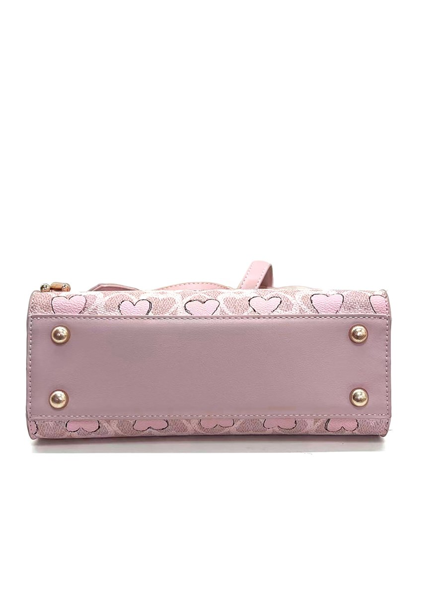 Pink Printed Crossbody Bag with Plush Charm