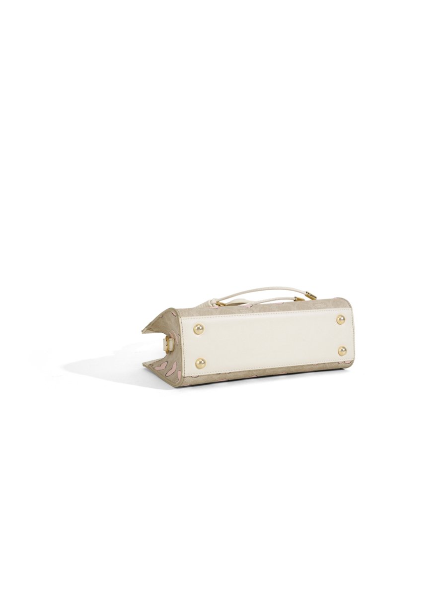 Beige Heart Print Crossbody Bag
