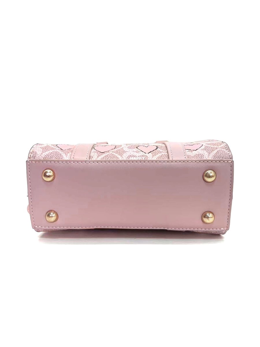 Pink Printed Crossbody Bag with Plush Charm