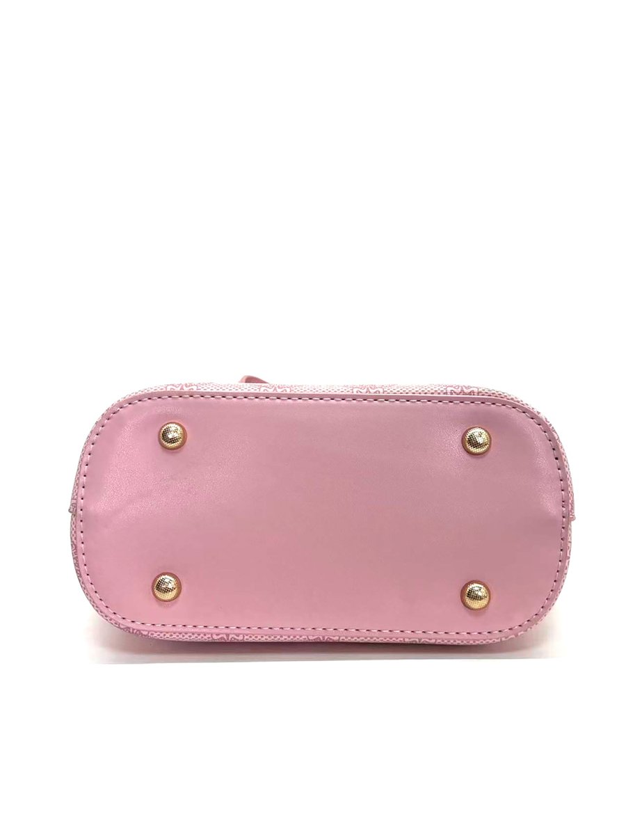 Pink Printed Crossbody Bag with Plush Charm