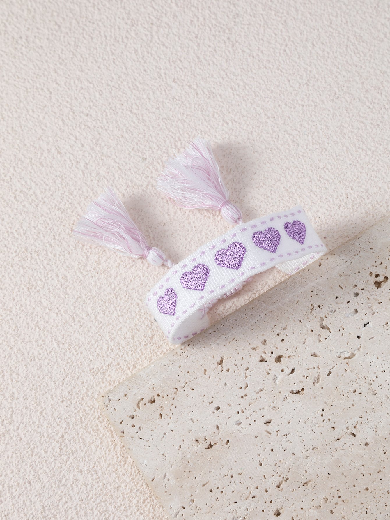 Multi-Colored Heart Embroidered Bracelet