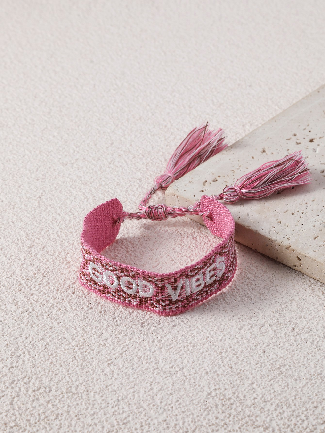 Embroidered Good Vibes Bangle Bracelet
