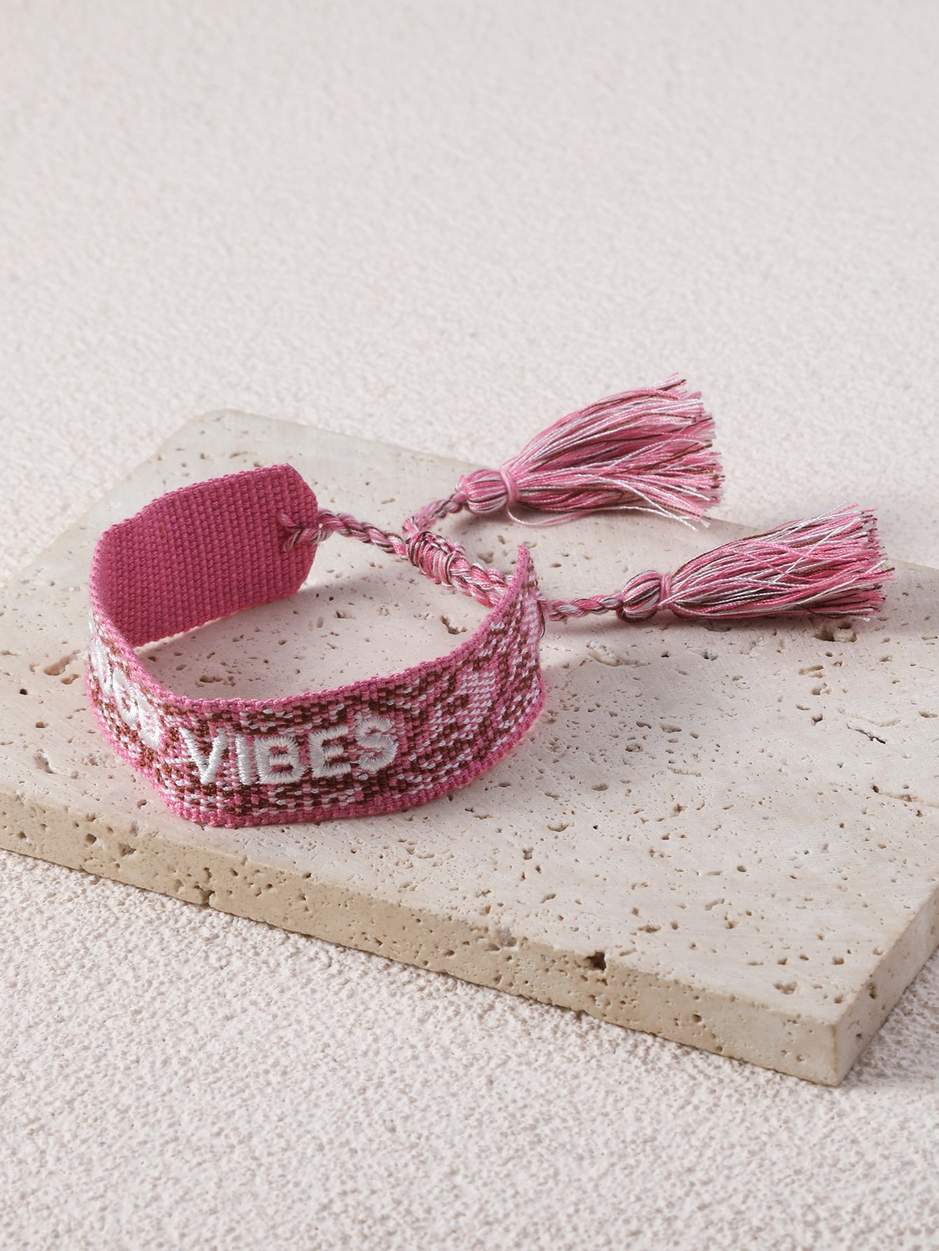 Embroidered Good Vibes Bangle Bracelet
