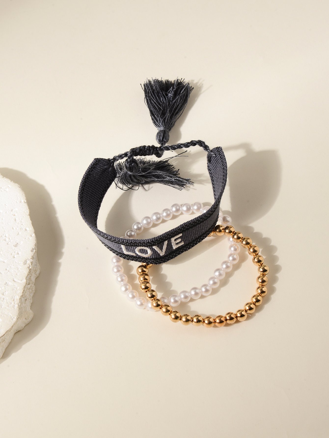 Multi-Color LOVE Letter Stretch Bracelet Set - 3-Piece