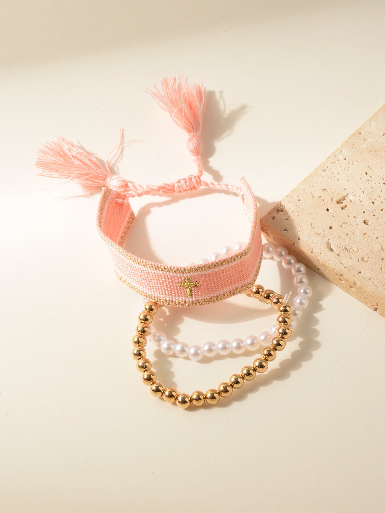 Multi-Color Beaded and Embroidered Bracelet Set (3-Pack)