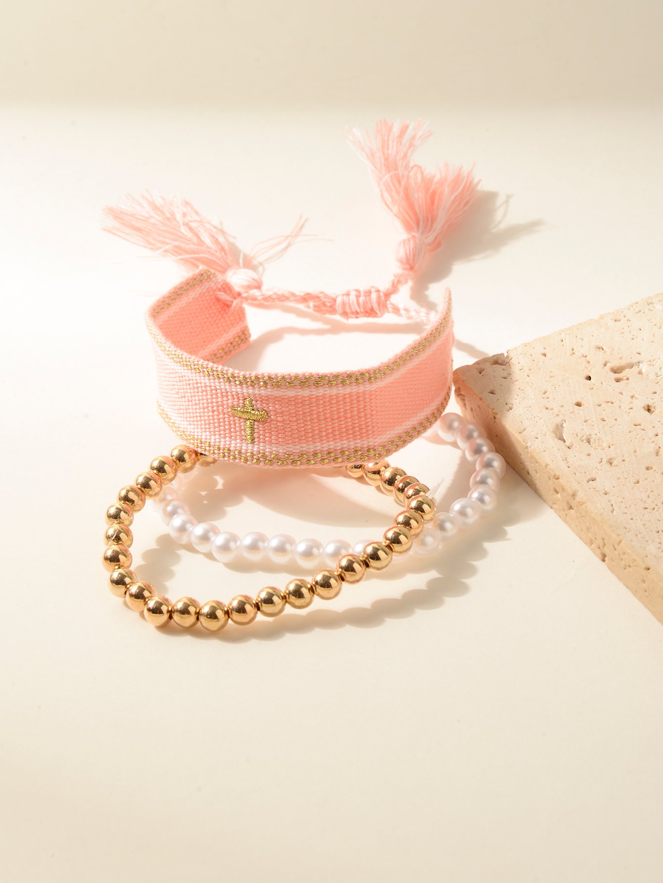 Multi-Color Beaded and Embroidered Bracelet Set (3-Pack)