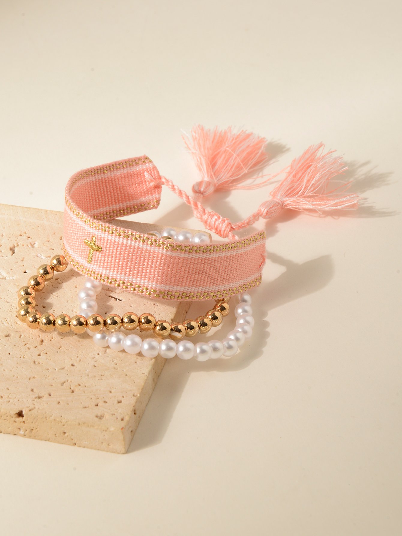 Multi-Color Beaded and Embroidered Bracelet Set (3-Pack)