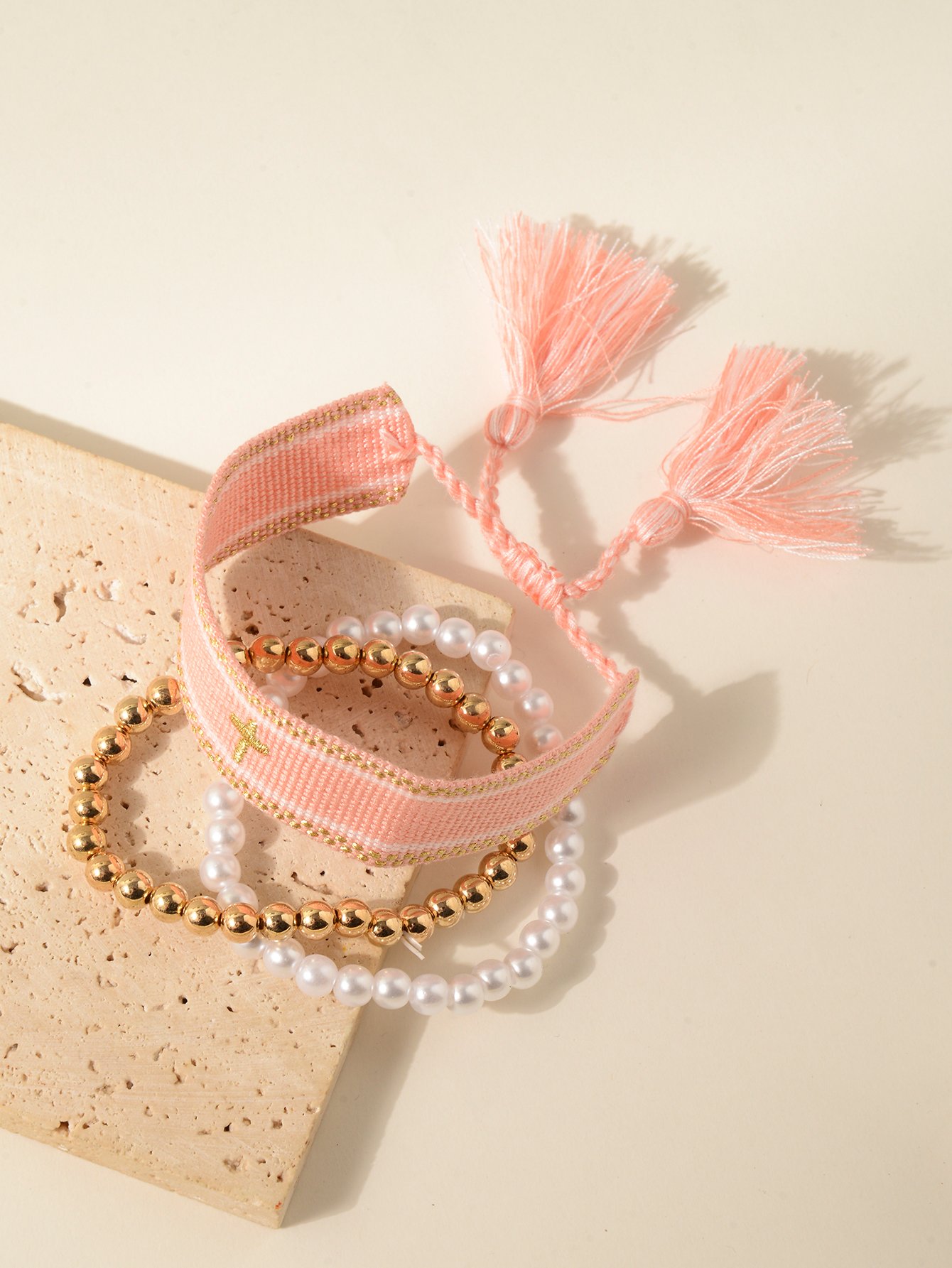 Multi-Color Beaded and Embroidered Bracelet Set (3-Pack)