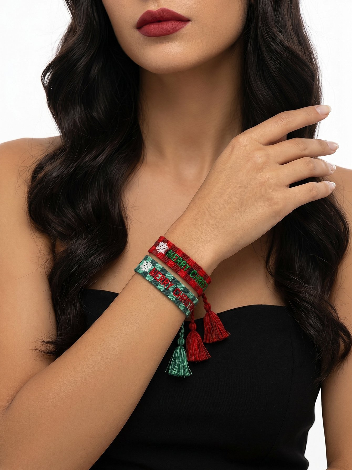 Embroidered Christmas Bracelets - Pack of 2