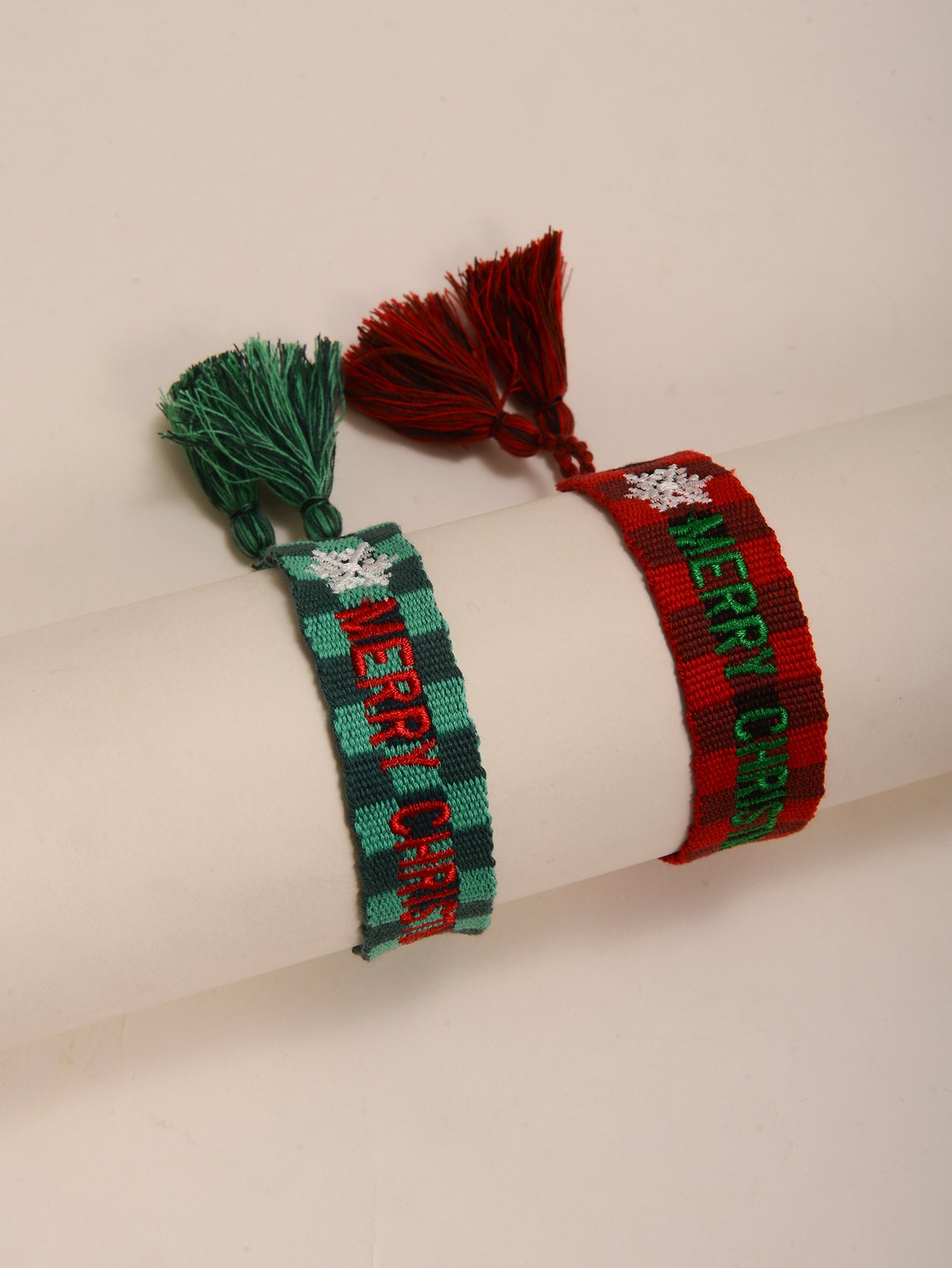 Embroidered Christmas Bracelets - Pack of 2