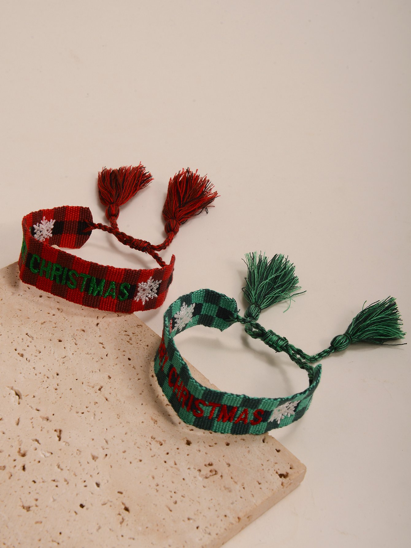 Embroidered Christmas Bracelets - Pack of 2