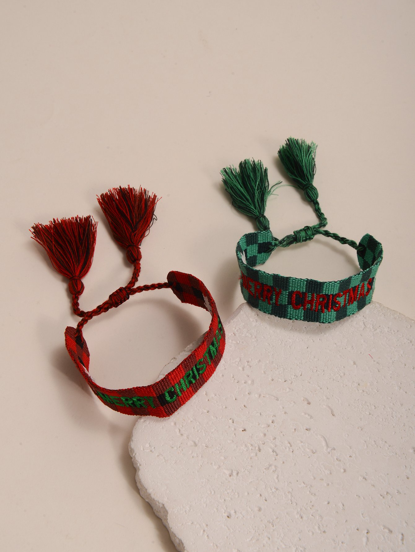 Embroidered Christmas Bracelets - Pack of 2