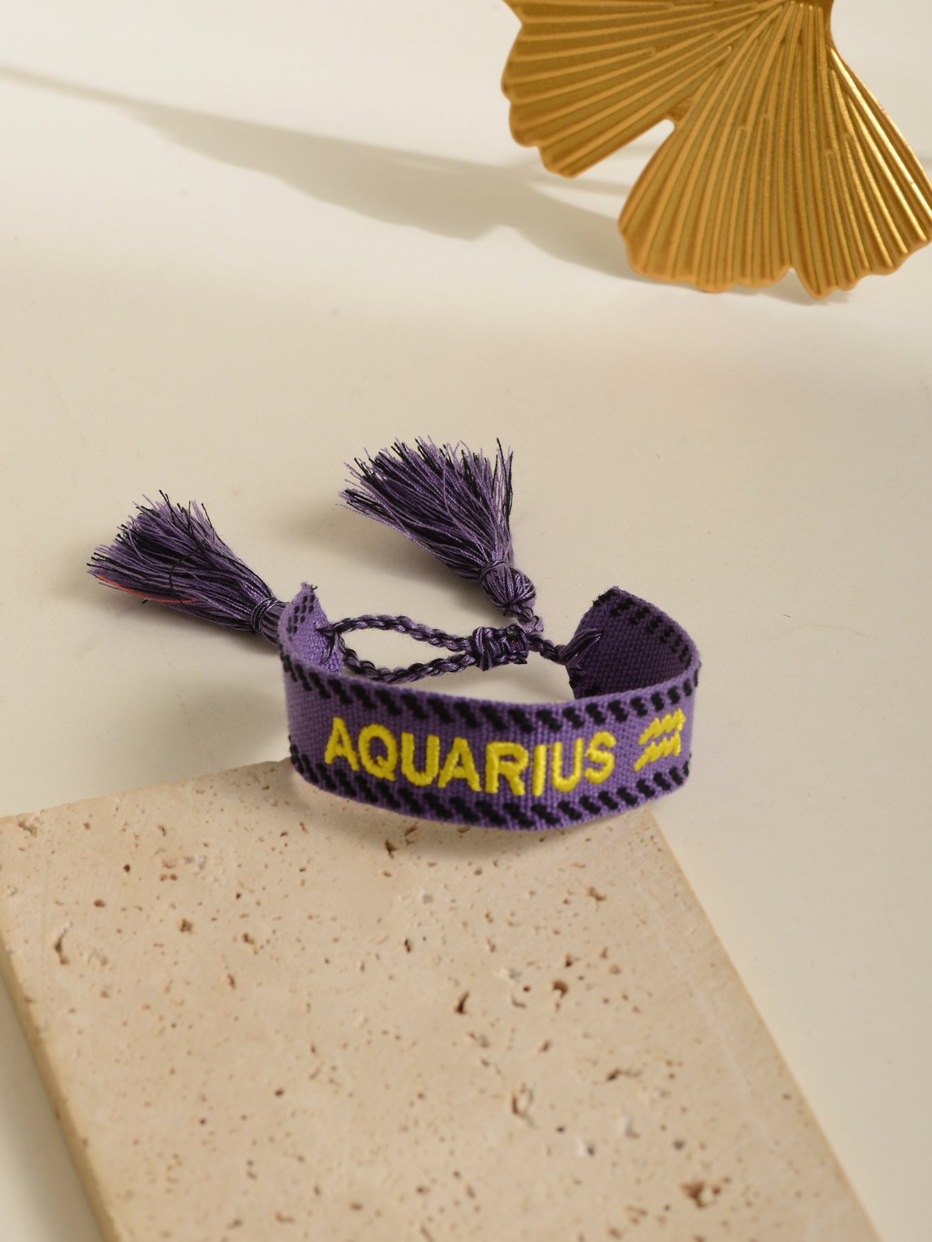 Aquarius Zodiac Embroidered Bracelet