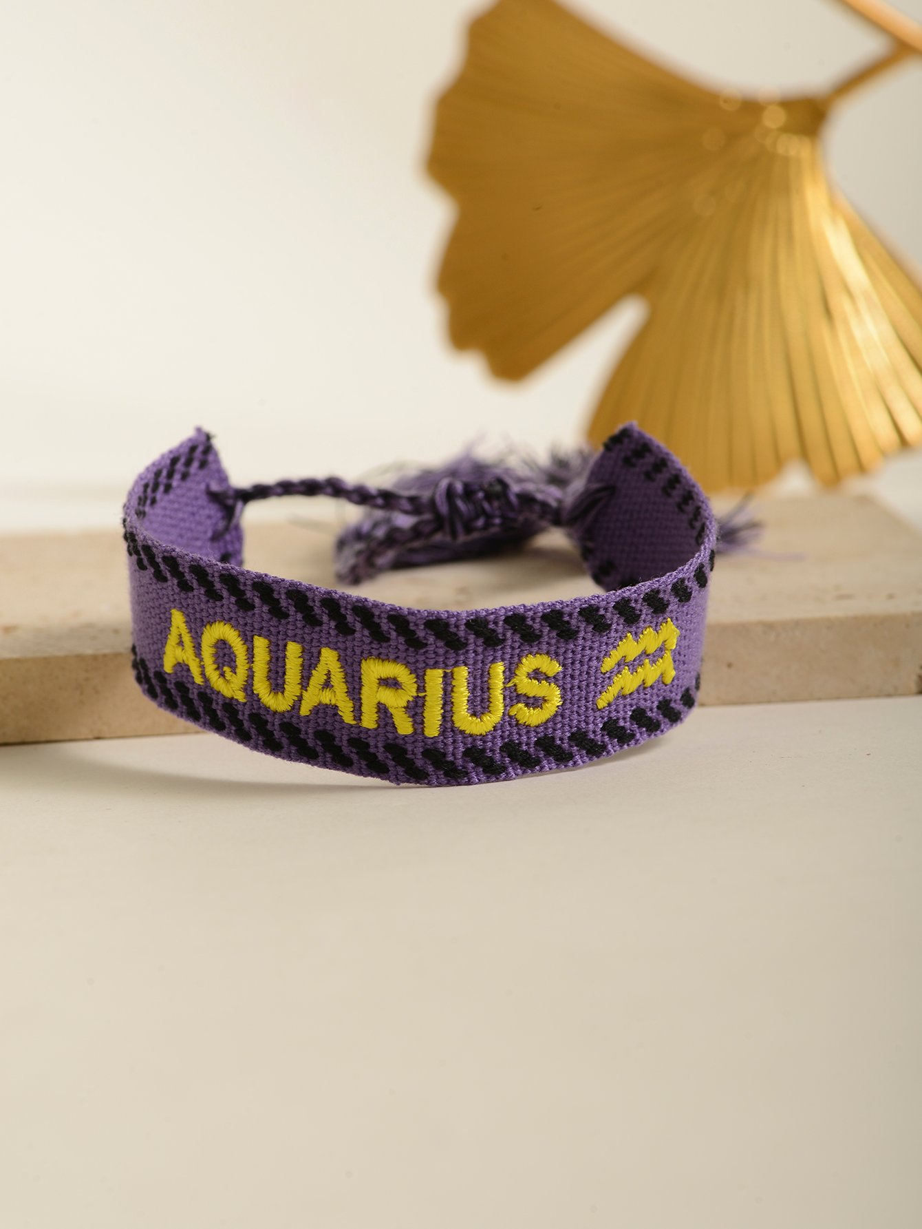 Aquarius Zodiac Embroidered Bracelet