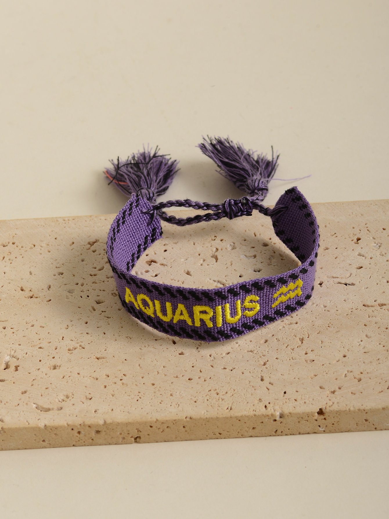 Aquarius Zodiac Embroidered Bracelet