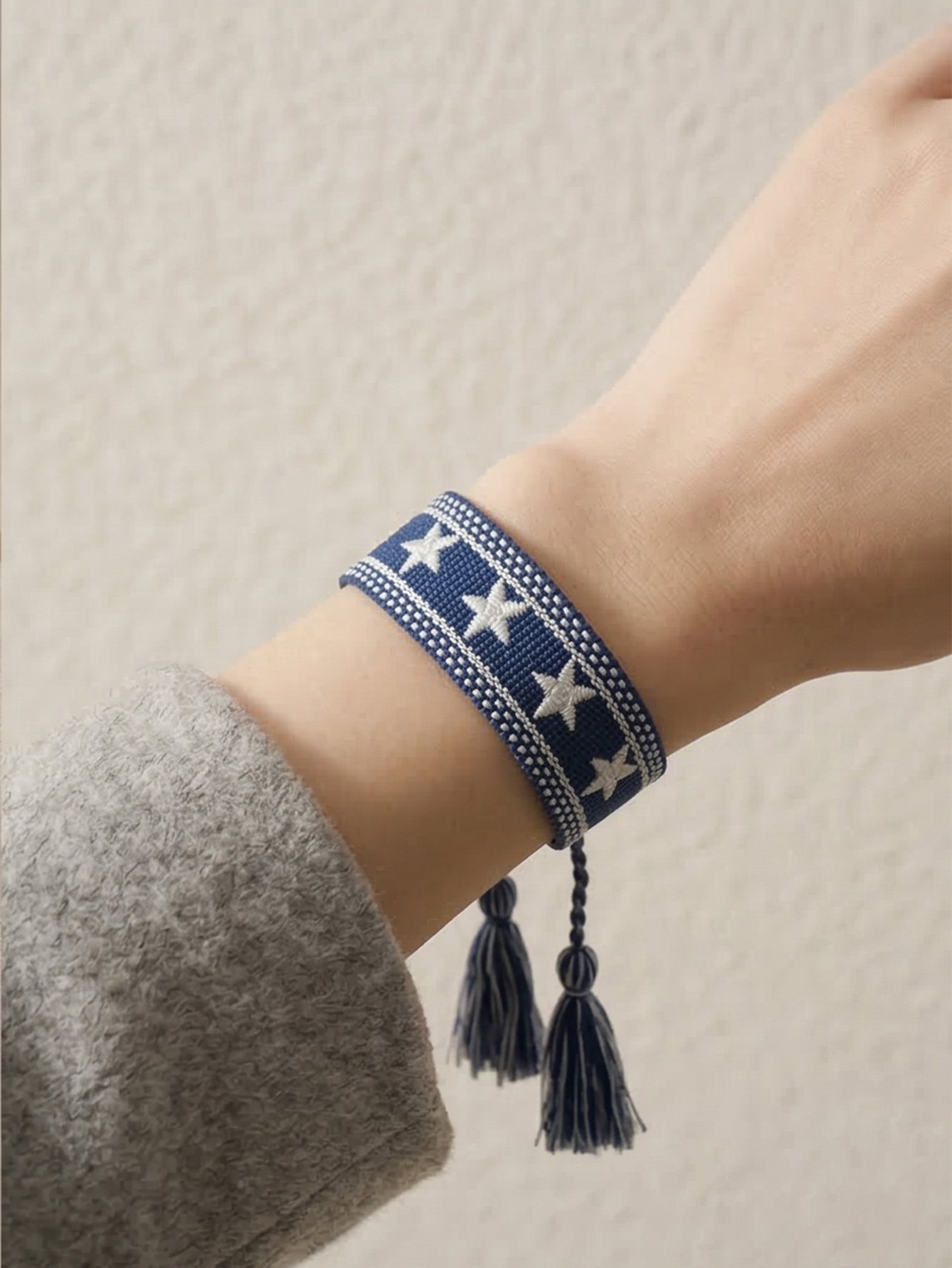 Star Embroidered Bangle Bracelet