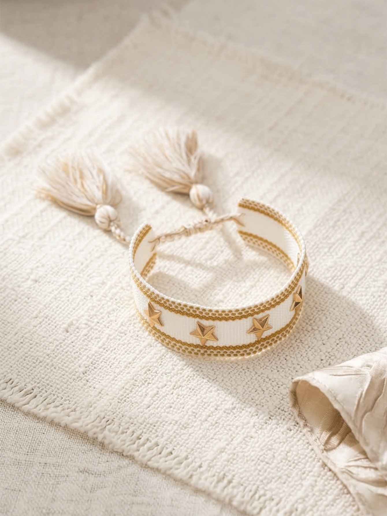 Multi-Color Star Rivet Bangle Bracelet with Tassels