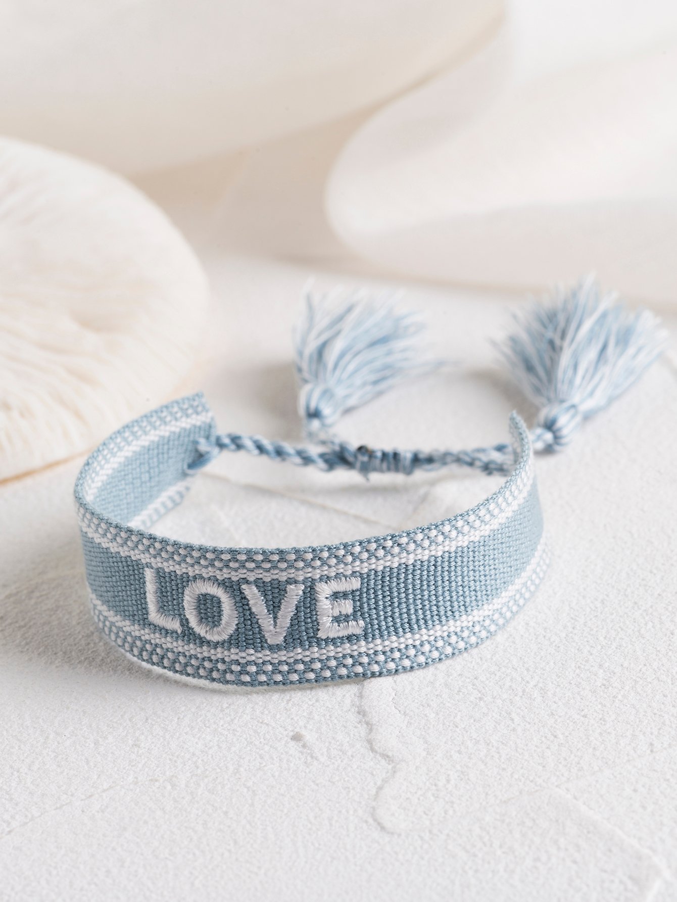 Multi-Color Embroidered LOVE Tassel Bracelet